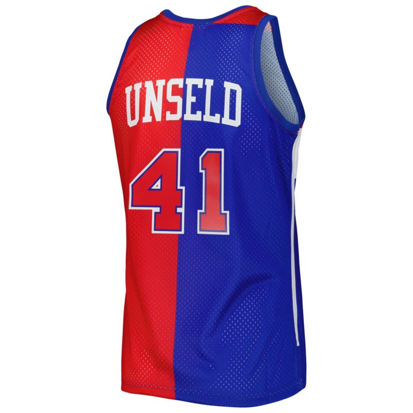 Hardwood Classic Teams Wes Unseld Blue/Red Washington Bullets Hardwood Classics 1977/78 Split Swingman Jersey