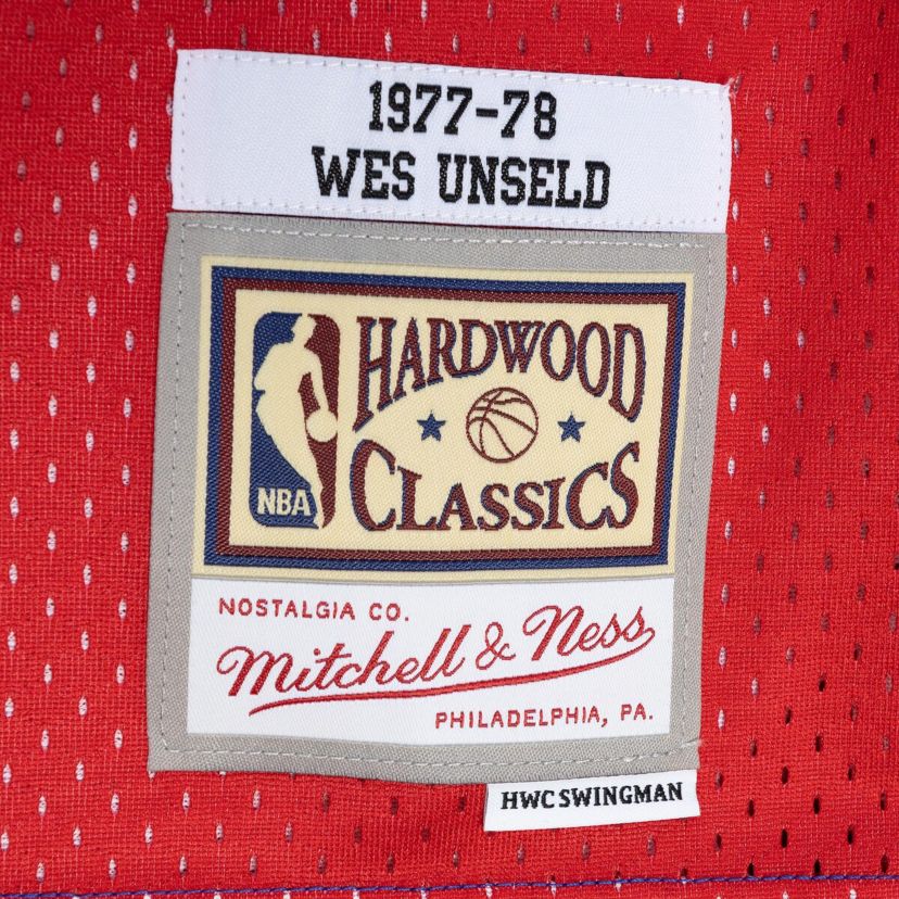 Hardwood Classic Teams Wes Unseld Blue/Red Washington Bullets Hardwood Classics 1977/78 Split Swingman Jersey