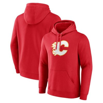 Men's NHL Fanatics Calgary Flames Primary Team Logo Pullover Hoodie, Red, Small