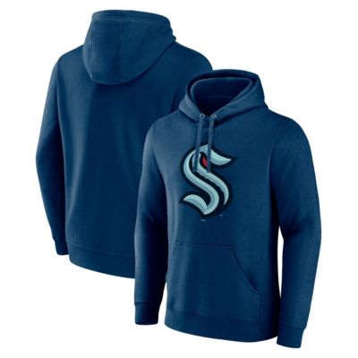 Fanatics Men's NHL Deep Sea Seattle Kraken Primary Logo Pullover Hoodie, Navy Blue, Small