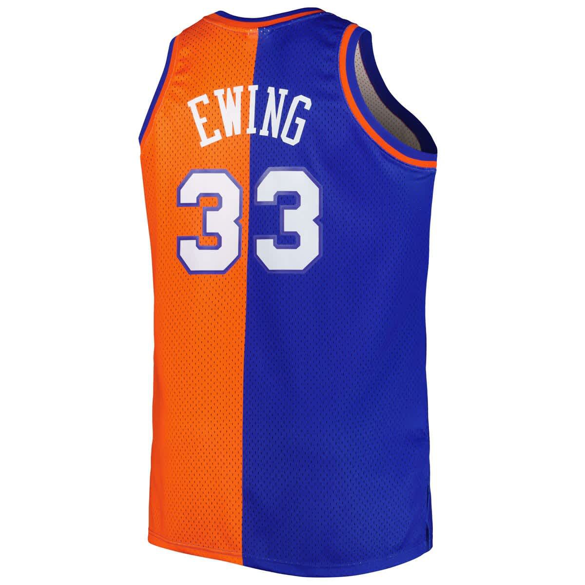 NBA Patrick Ewing Blue/Orange New York Knicks Big & Tall Hardwood Classics 1991/92 Split Swingman Jersey