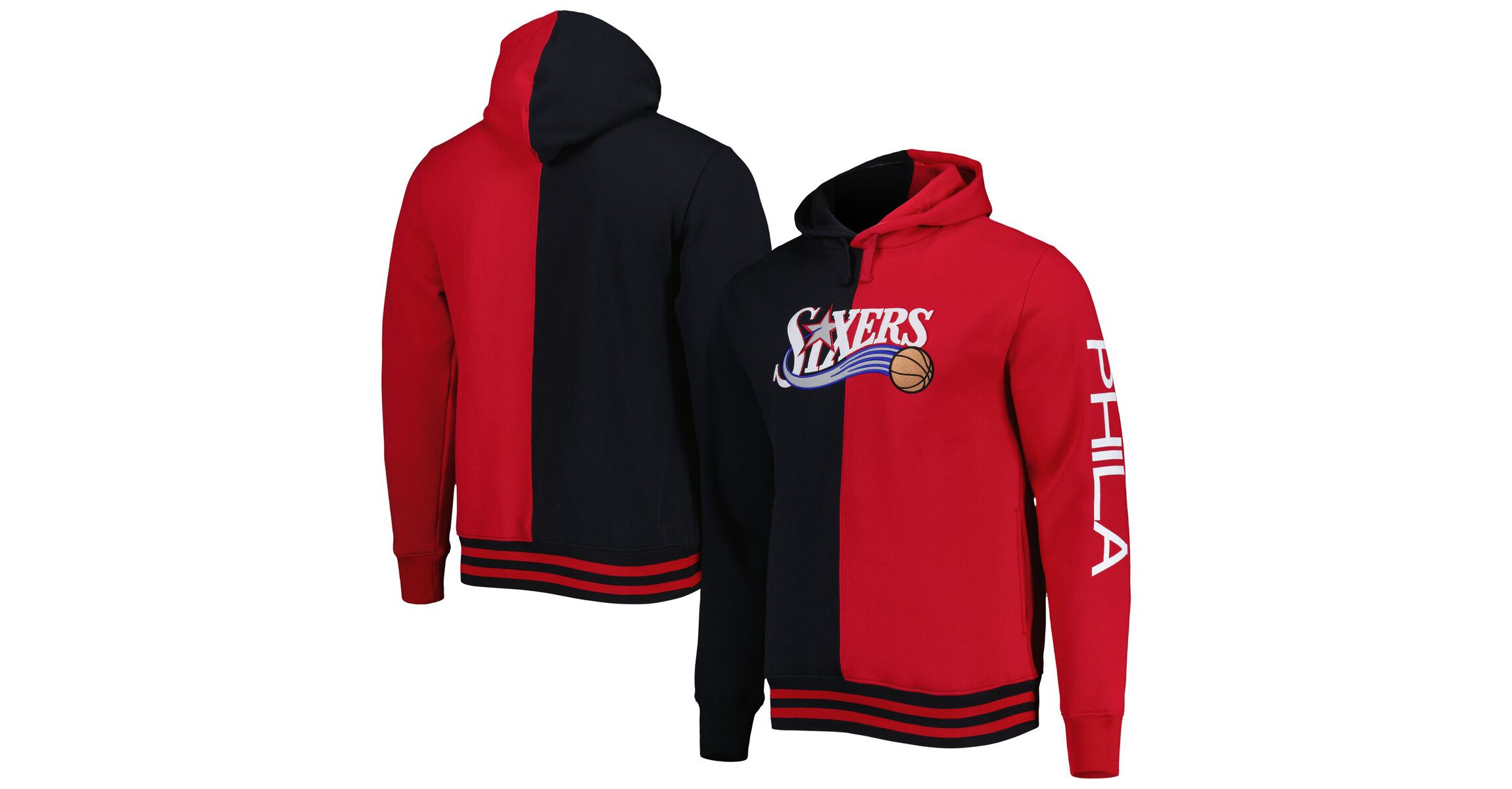 NBA Philadelphia 76ers Big & Tall Hardwood Classics Split Pullover Hoodie