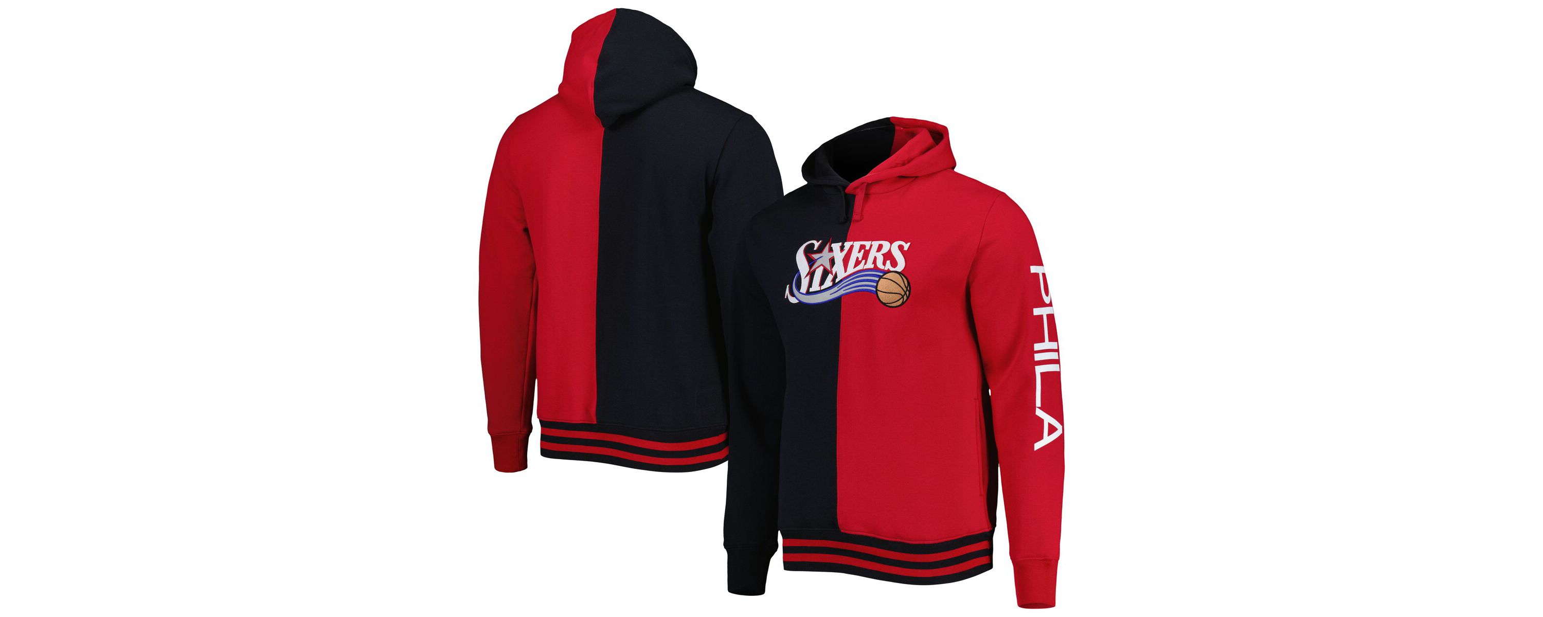 NBA Philadelphia 76ers Big & Tall Hardwood Classics Split Pullover Hoodie