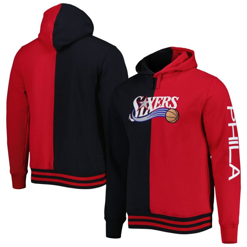 NBA Philadelphia 76ers Big & Tall Hardwood Classics Split Pullover Hoodie