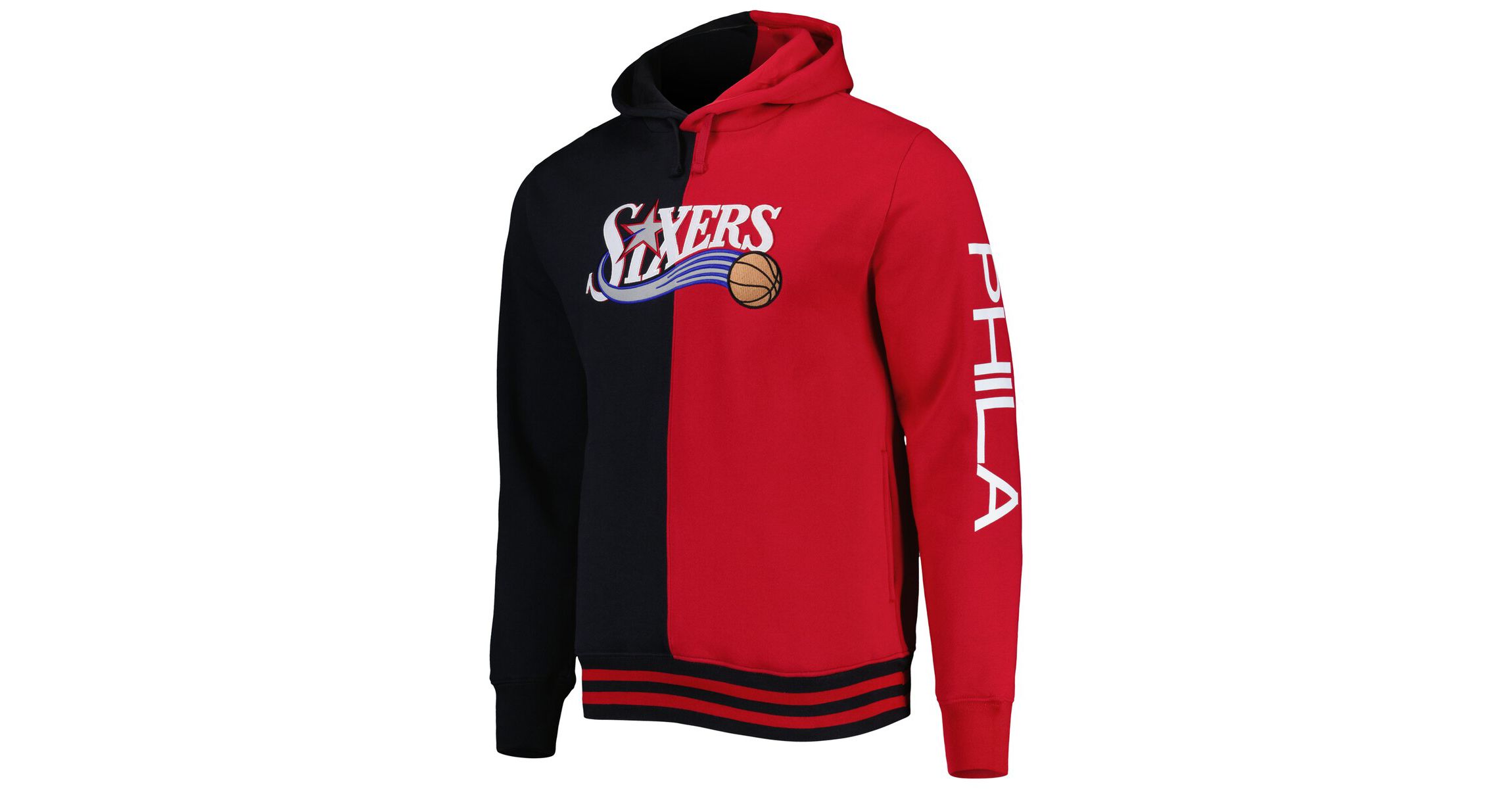 NBA Philadelphia 76ers Big & Tall Hardwood Classics Split Pullover Hoodie