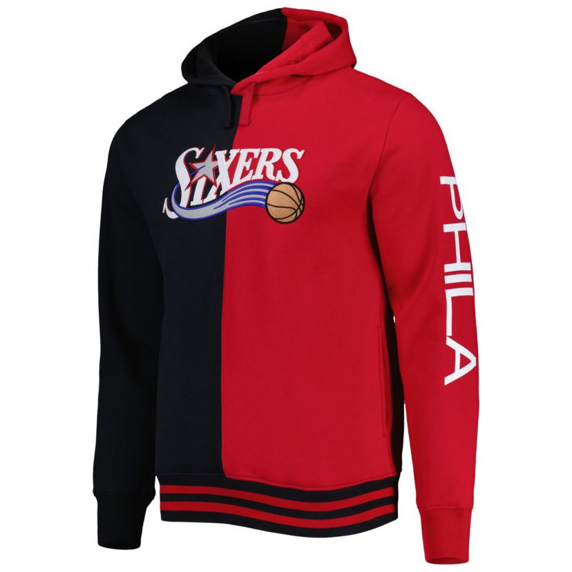 NBA Philadelphia 76ers Big & Tall Hardwood Classics Split Pullover Hoodie