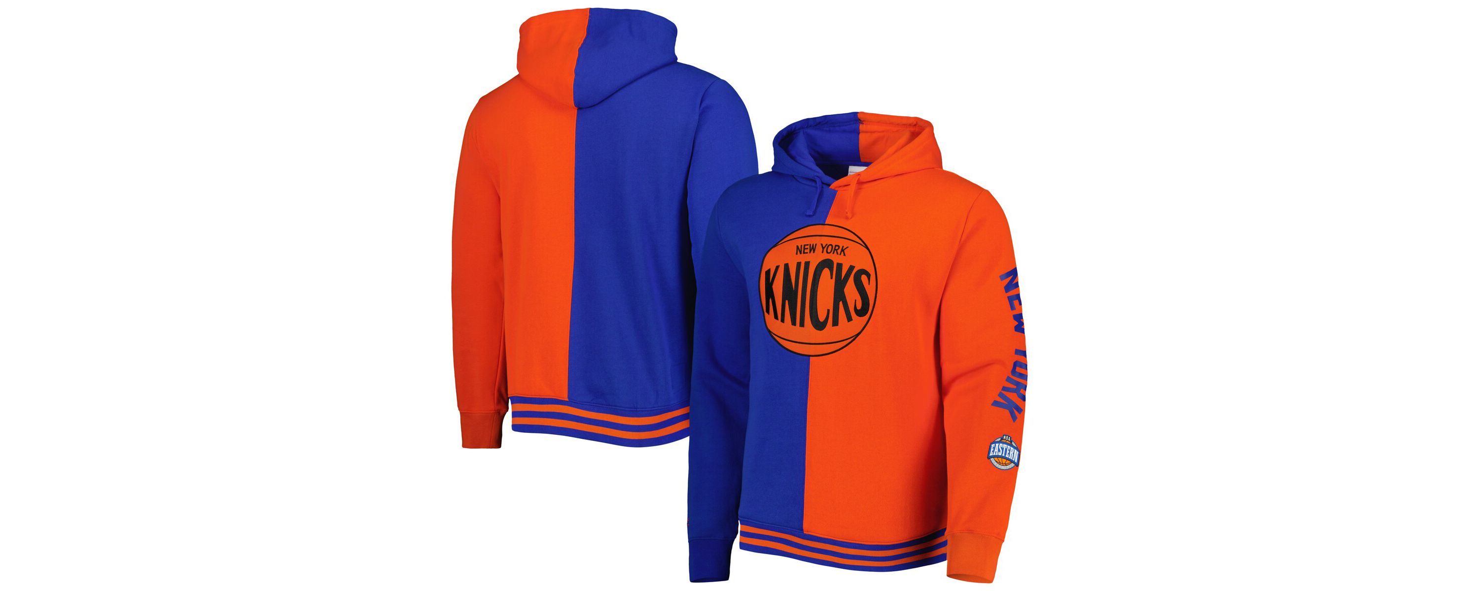 NBA Blue/Orange New York Knicks Big & Tall Hardwood Classics Split Pullover Hoodie