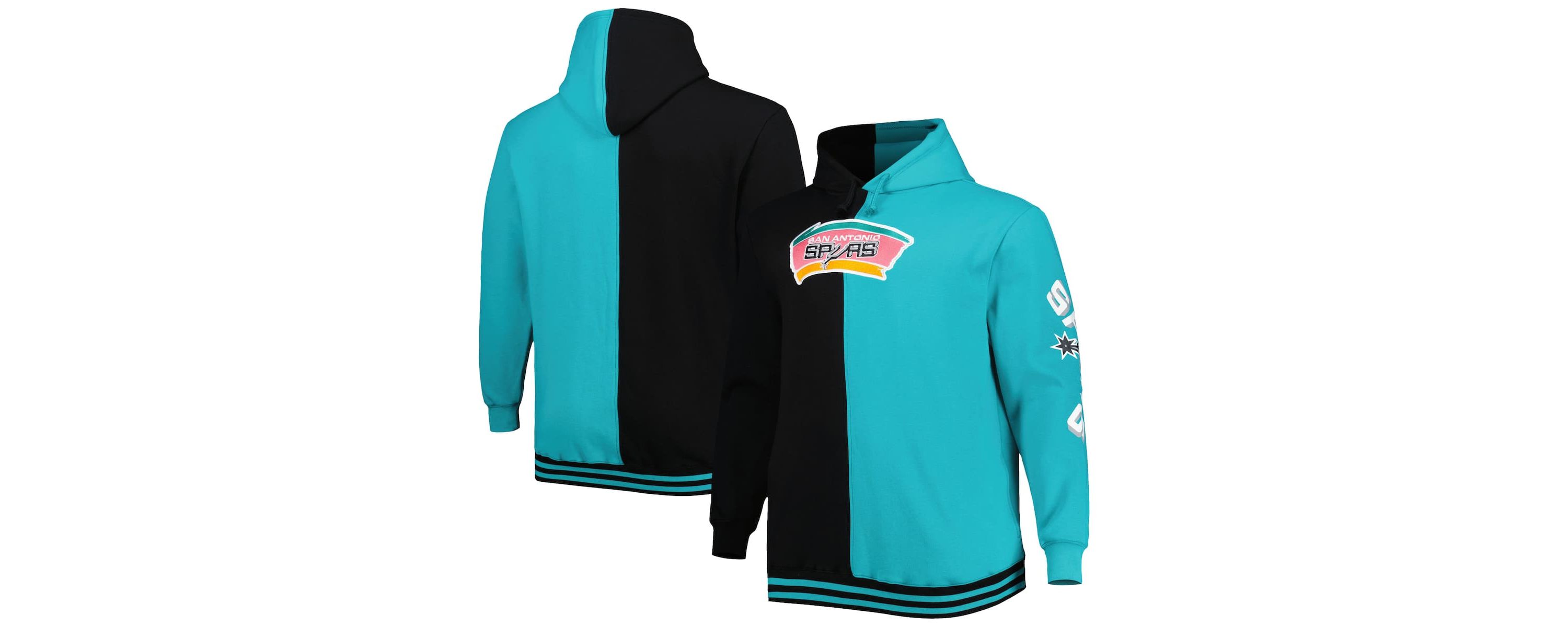 NBA Black/Teal San Antonio Spurs Big & Tall Hardwood Classics Split Pullover Hoodie