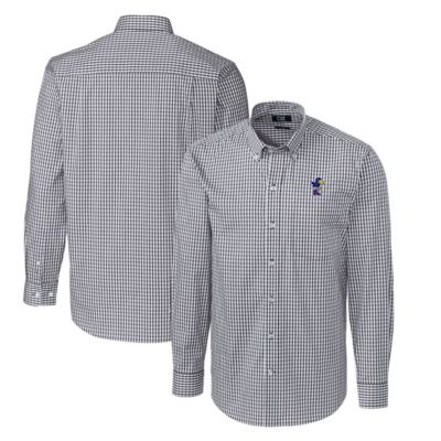 NCAA Kansas Jayhawks Easy Care Stretch Gingham Big & Tall Long Sleeve Button-Down Shirt