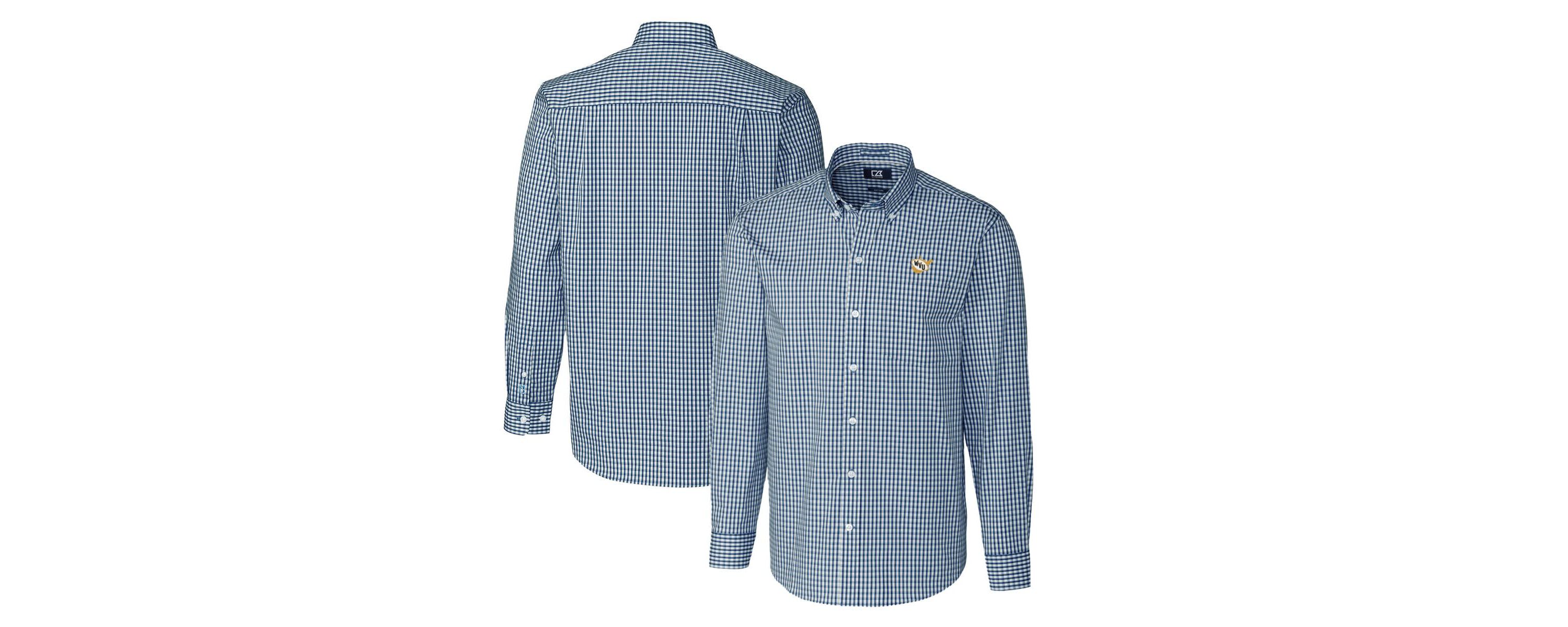 NCAA West Virginia Mountaineers Easy Care Stretch Gingham Big & Tall Long Sleeve Button-Down Shirt