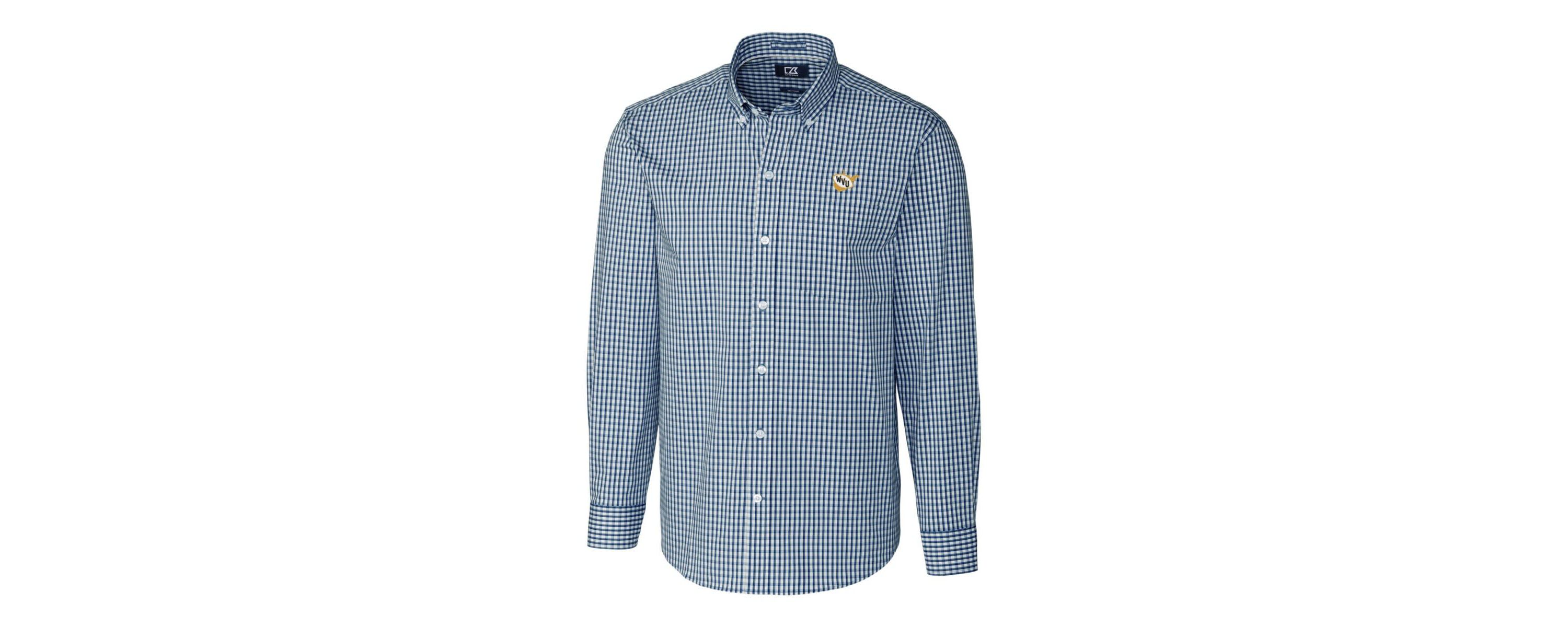 NCAA West Virginia Mountaineers Easy Care Stretch Gingham Big & Tall Long Sleeve Button-Down Shirt