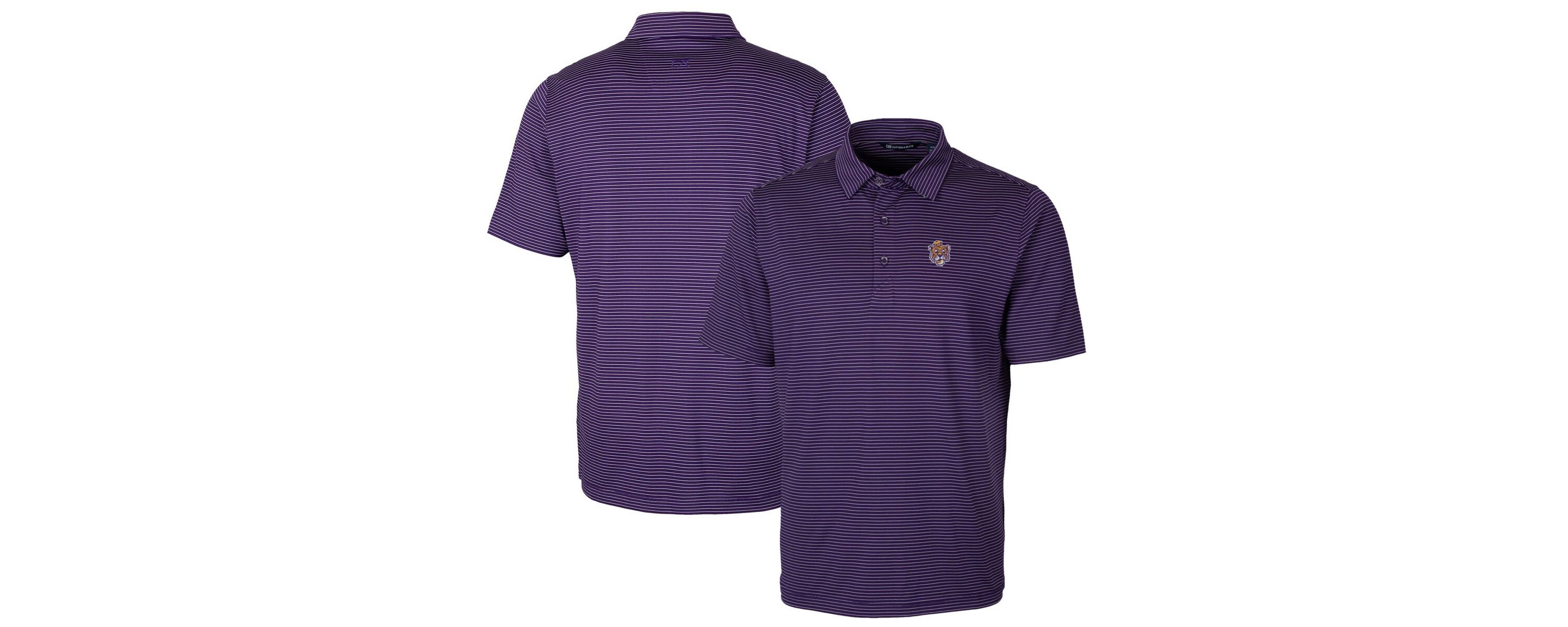 NCAA LSU Tigers Big & Tall Forge Pencil Stripe Stretch Polo