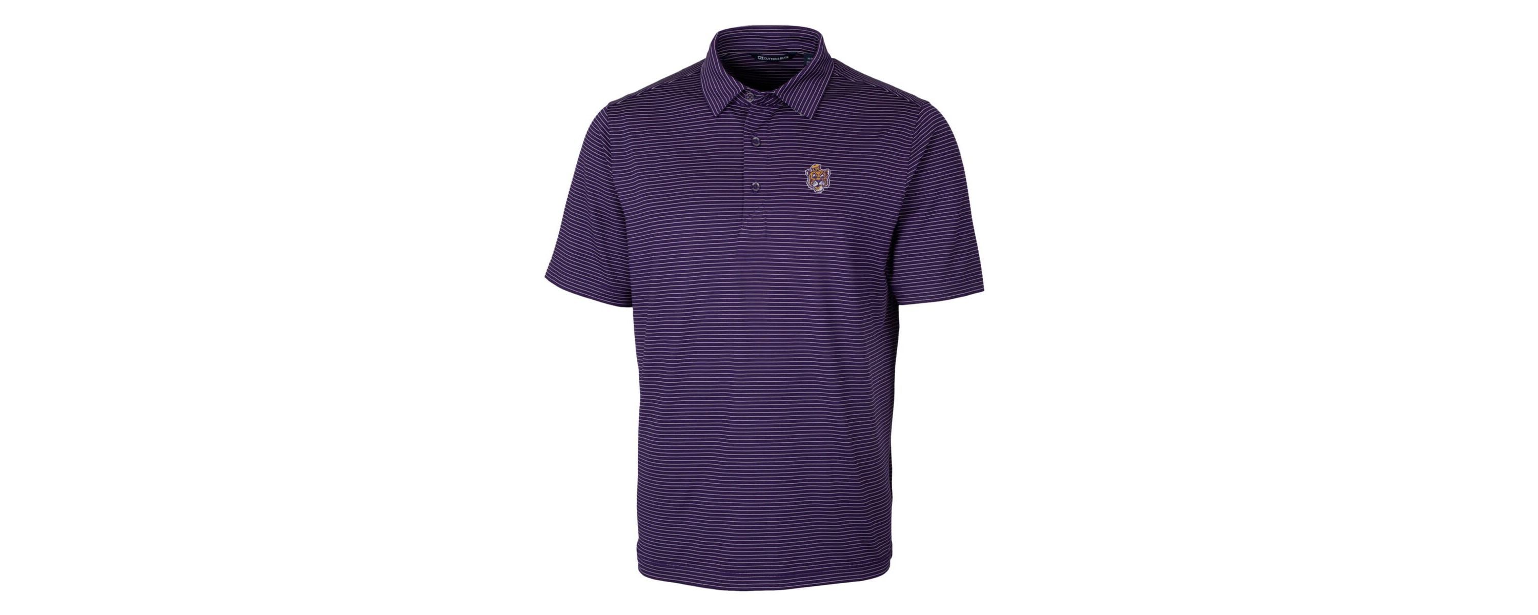 NCAA LSU Tigers Big & Tall Forge Pencil Stripe Stretch Polo