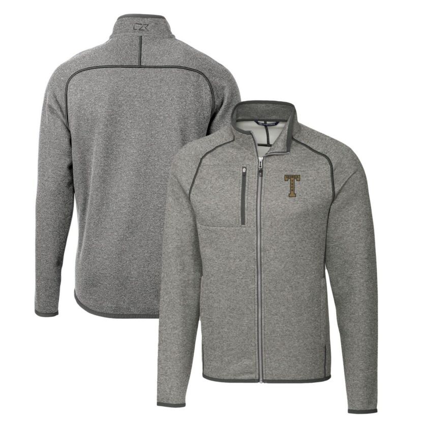 Georgia Tech Yellow Jackets NCAA Heather Georgia Tech Jackets Mainsail Sweater-Knit Big & Tall Full-Zip Jacket