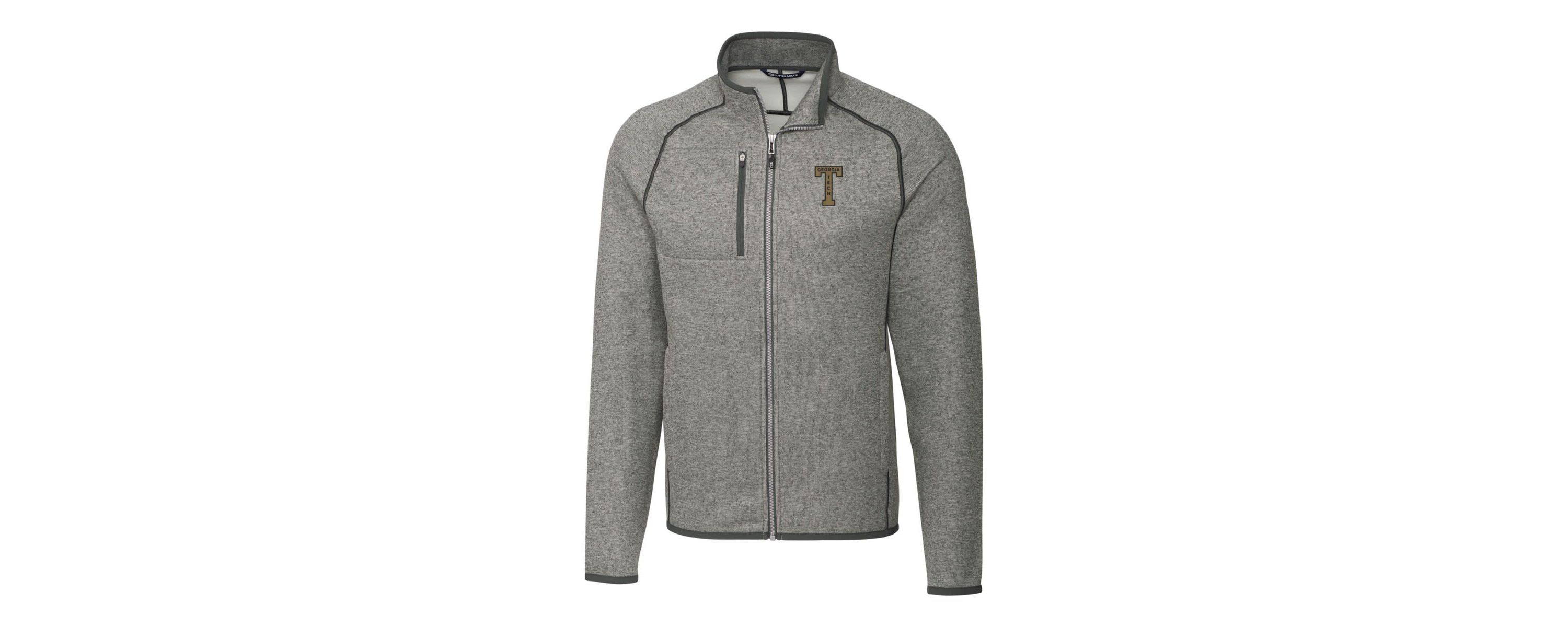 Georgia Tech Yellow Jackets NCAA Heather Georgia Tech Jackets Mainsail Sweater-Knit Big & Tall Full-Zip Jacket