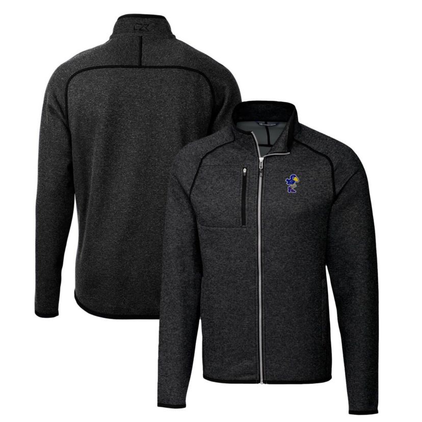 NCAA Heather Kansas Jayhawks Mainsail Sweater-Knit Big & Tall Full-Zip Jacket