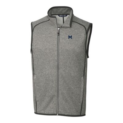 NCAA Heather Michigan Wolverines Mainsail Sweater-Knit Big & Tall Full-Zip Vest