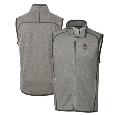 Cutter & Buck Men's NCAA Heather Southern Illinois Salukis Mainsail Sweater-Knit Big & Tall Full-Zip Vest, Gray, Large -  0197096603168