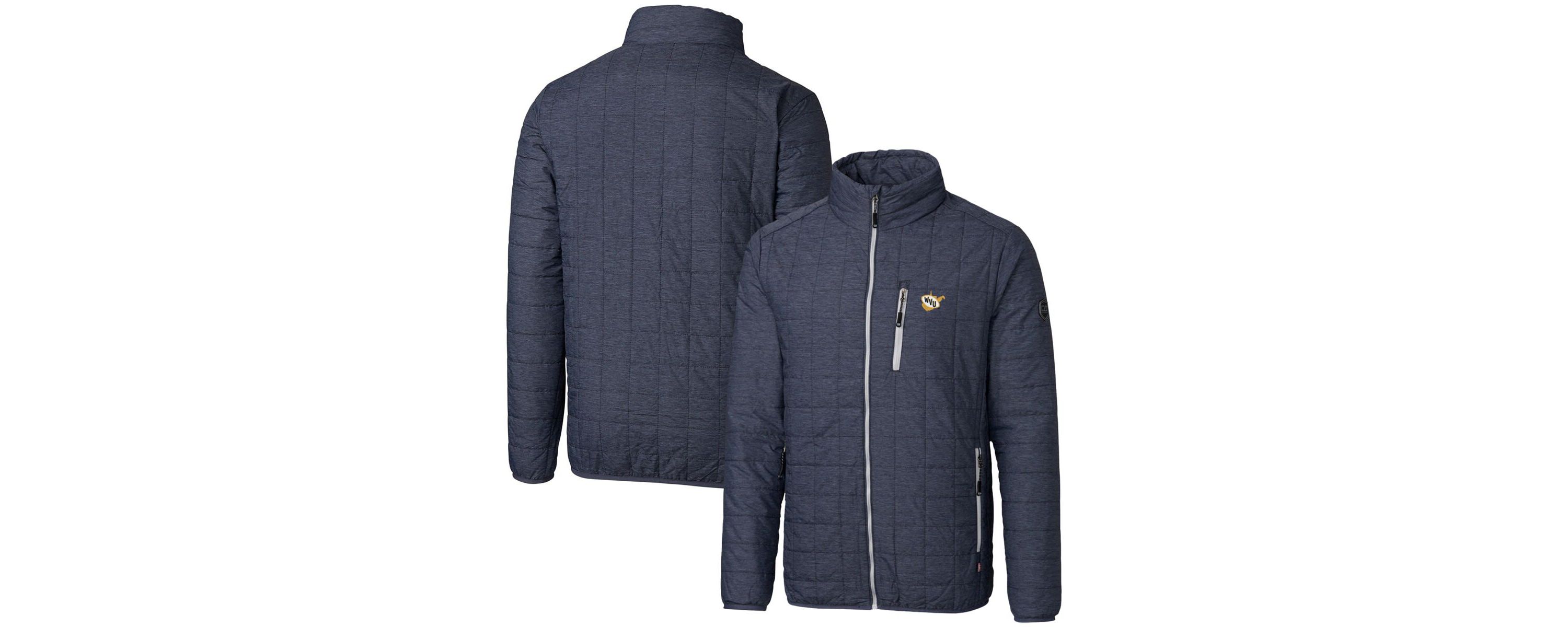 NCAA Heather West Virginia Mountaineers Team Logo Big & Tall Rainier PrimaLoft Eco Insulated Full-Zip Puffer Jacket