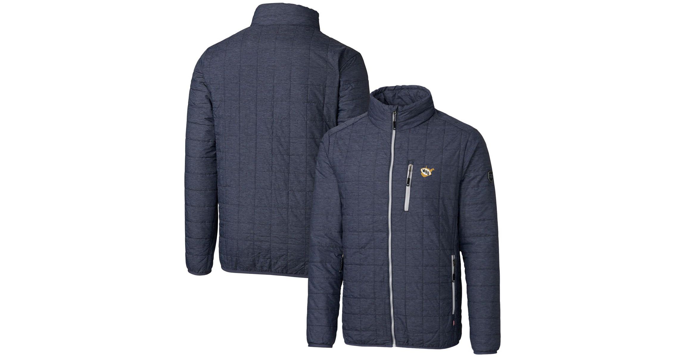 NCAA Heather West Virginia Mountaineers Team Logo Big & Tall Rainier PrimaLoft Eco Insulated Full-Zip Puffer Jacket