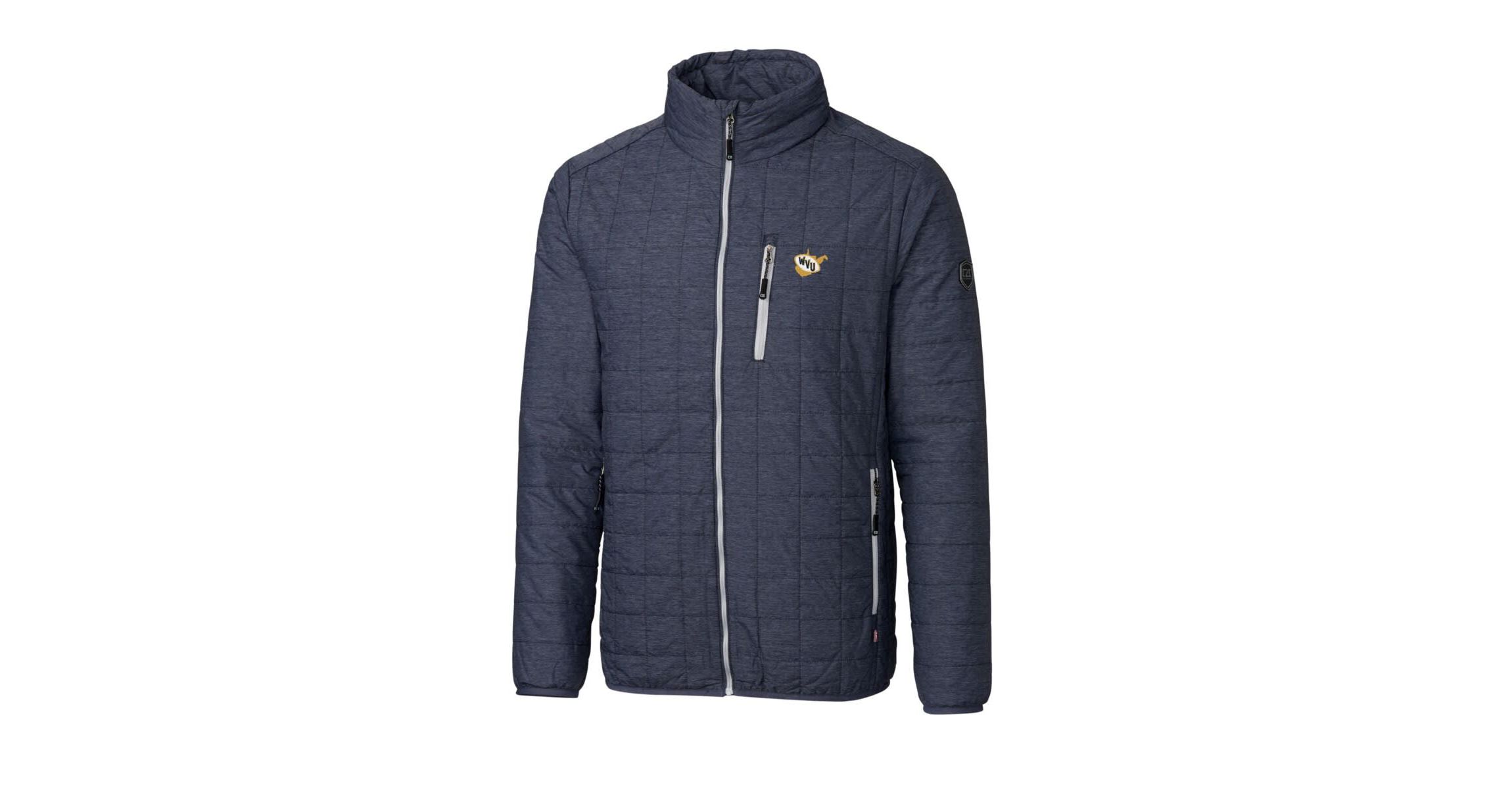 NCAA Heather West Virginia Mountaineers Team Logo Big & Tall Rainier PrimaLoft Eco Insulated Full-Zip Puffer Jacket
