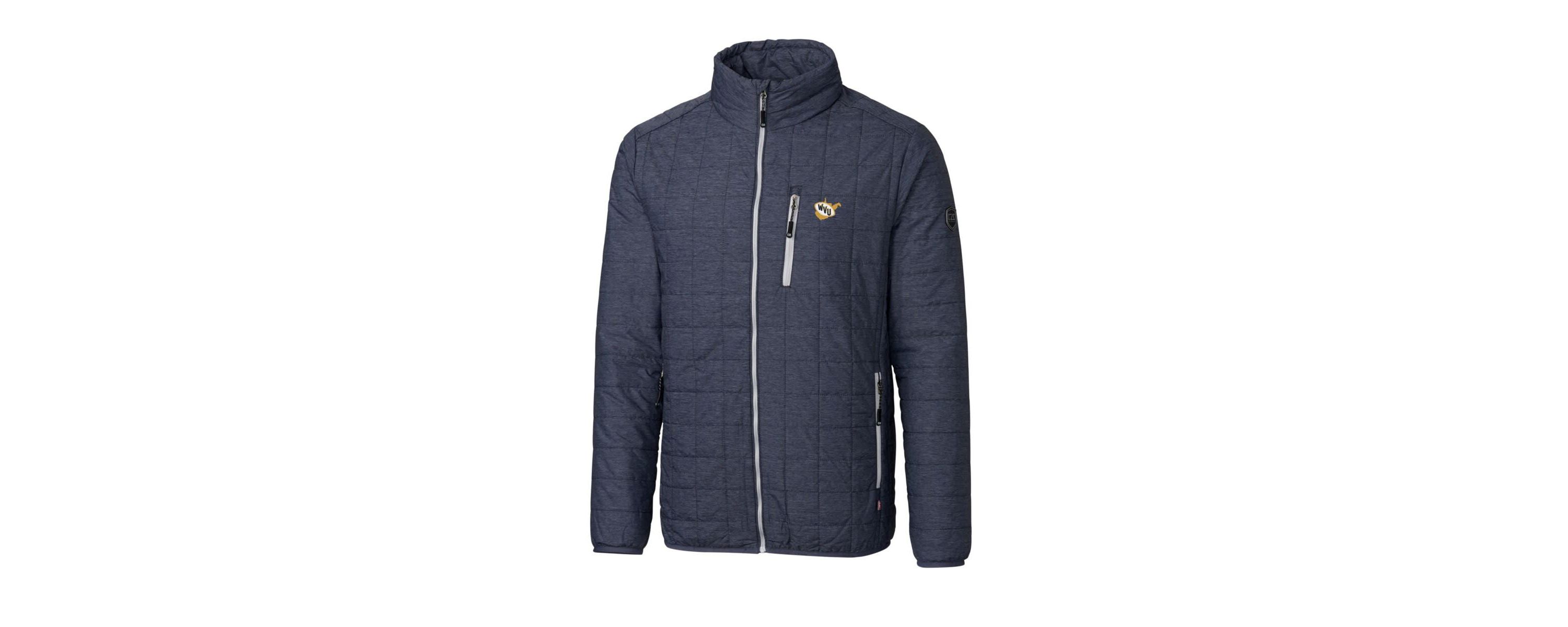 NCAA Heather West Virginia Mountaineers Team Logo Big & Tall Rainier PrimaLoft Eco Insulated Full-Zip Puffer Jacket