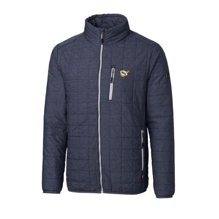 NCAA Heather West Virginia Mountaineers Team Logo Big & Tall Rainier PrimaLoft Eco Insulated Full-Zip Puffer Jacket