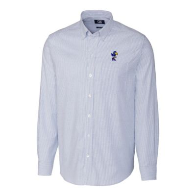 NCAA Powder Kansas Jayhawks Vault Big & Tall Oxford Stripe Long Sleeve Button-Down Shirt