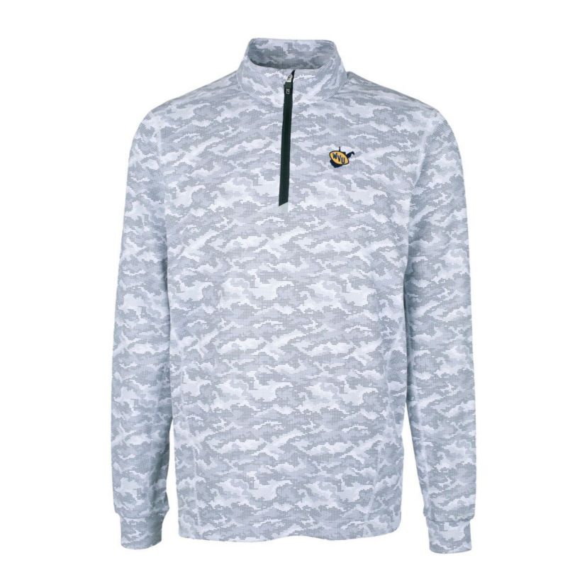 NCAA West Virginia Mountaineers Vault Big & Tall Traverse Print Stretch Quarter-Zip Pullover Top