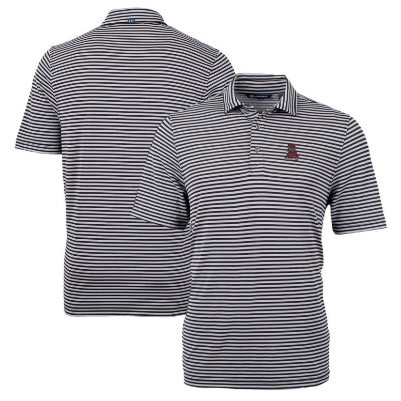 Alabama Crimson Tide NCAA Alabama Tide Big & Tall Team Logo Virtue Eco Pique Stripe Recycled Polo