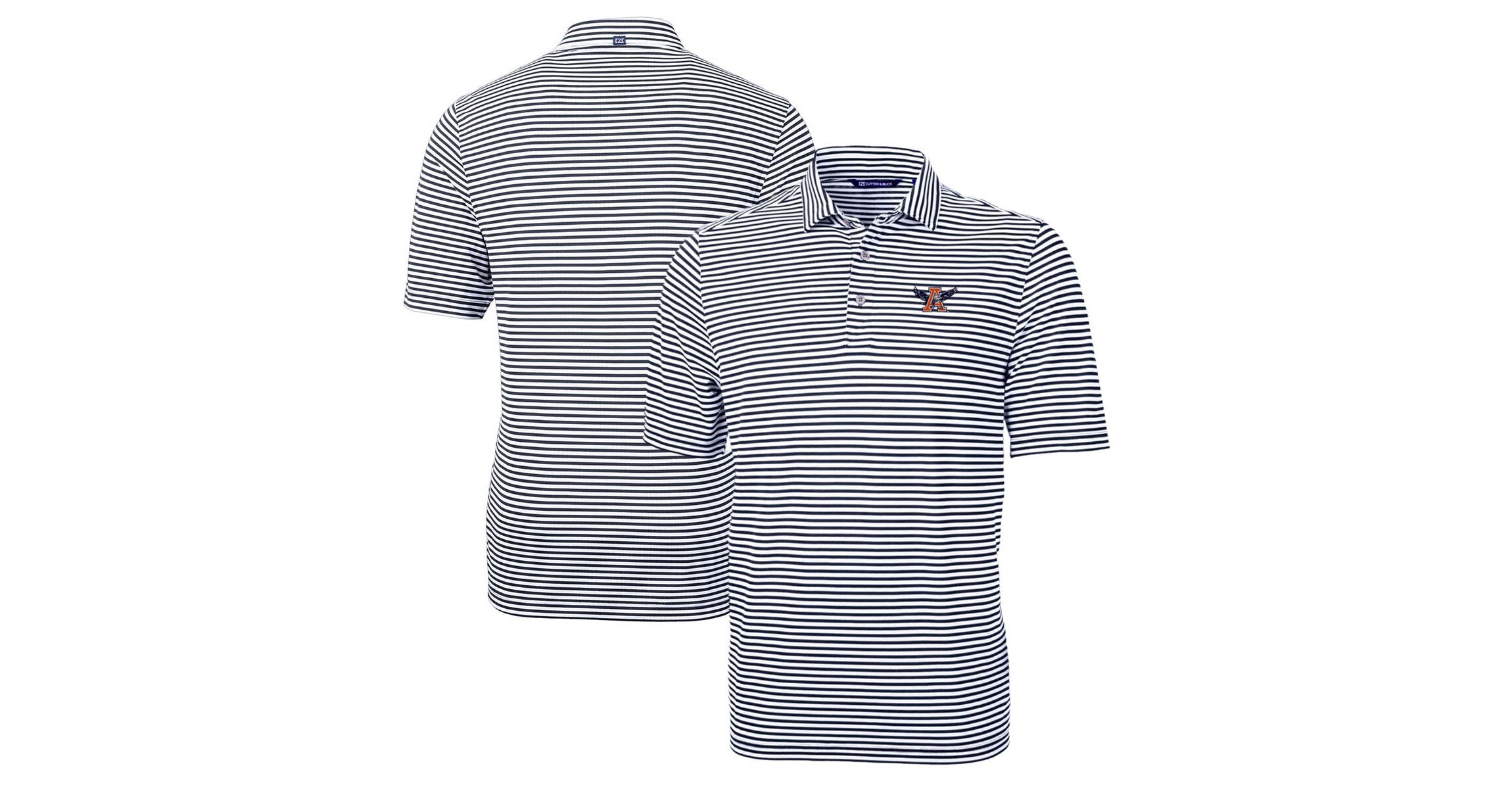 NCAA Auburn Tigers Big & Tall Team Logo Virtue Eco Pique Stripe Recycled Polo