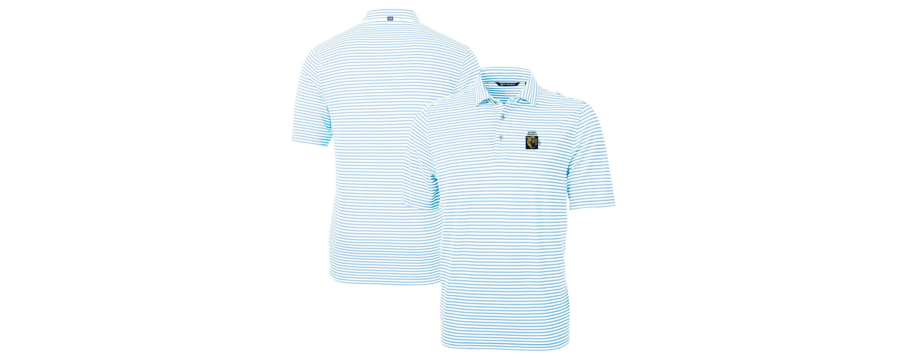 NCAA Light FIU Panthers Big & Tall Team Logo Virtue Eco Pique Stripe Recycled Polo