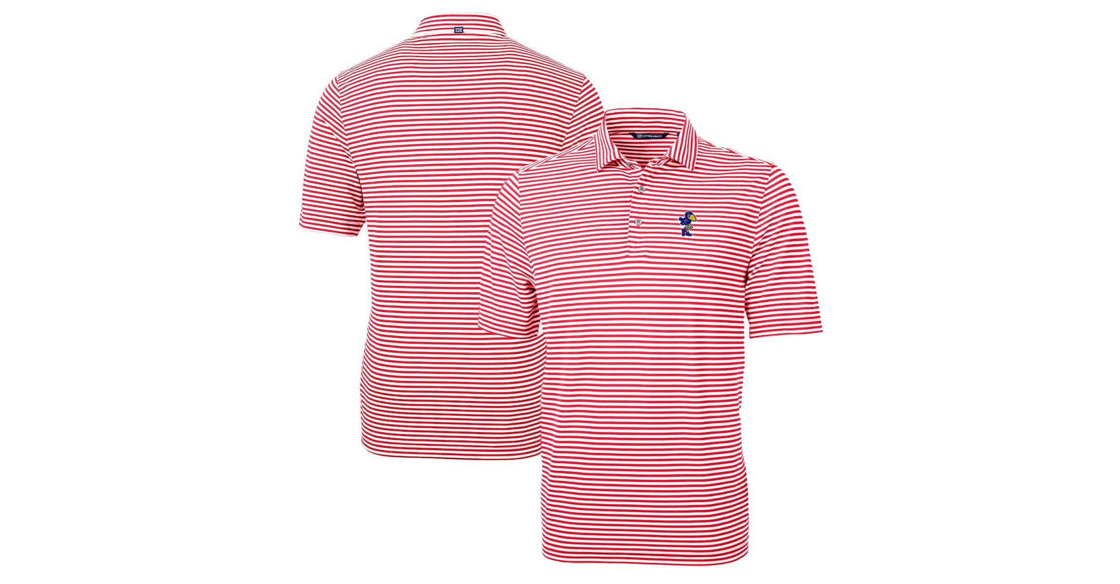 NCAA Kansas Jayhawks Big & Tall Team Logo Virtue Eco Pique Stripe Recycled Polo