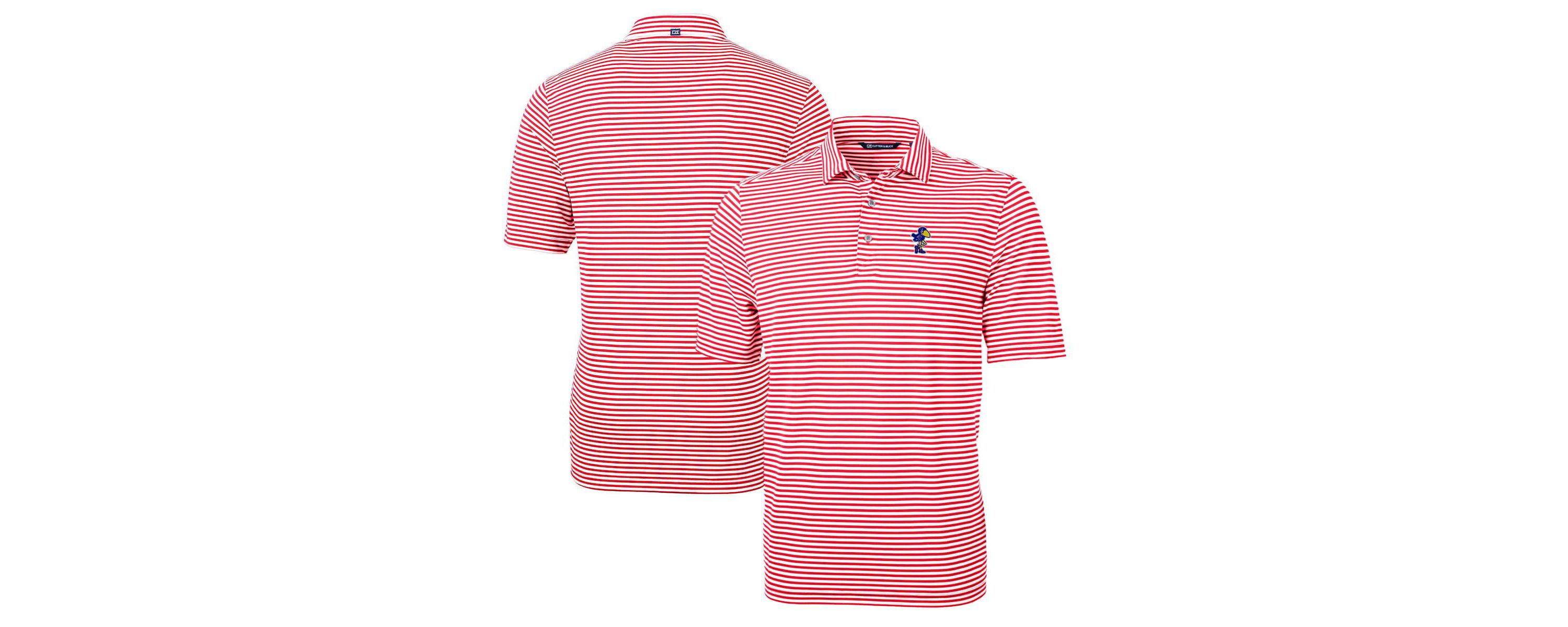 NCAA Kansas Jayhawks Big & Tall Team Logo Virtue Eco Pique Stripe Recycled Polo