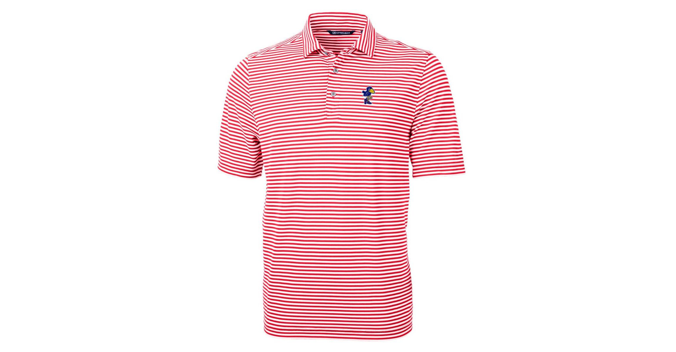NCAA Kansas Jayhawks Big & Tall Team Logo Virtue Eco Pique Stripe Recycled Polo