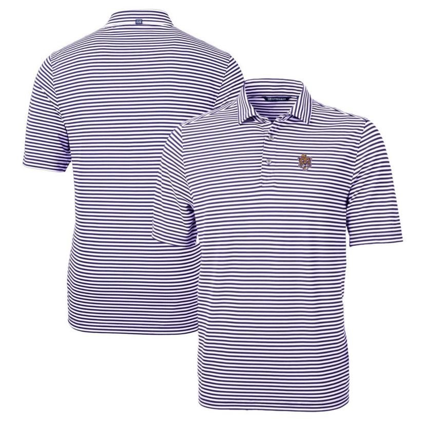 NCAA LSU Tigers Big & Tall Team Logo Virtue Eco Pique Stripe Recycled Polo