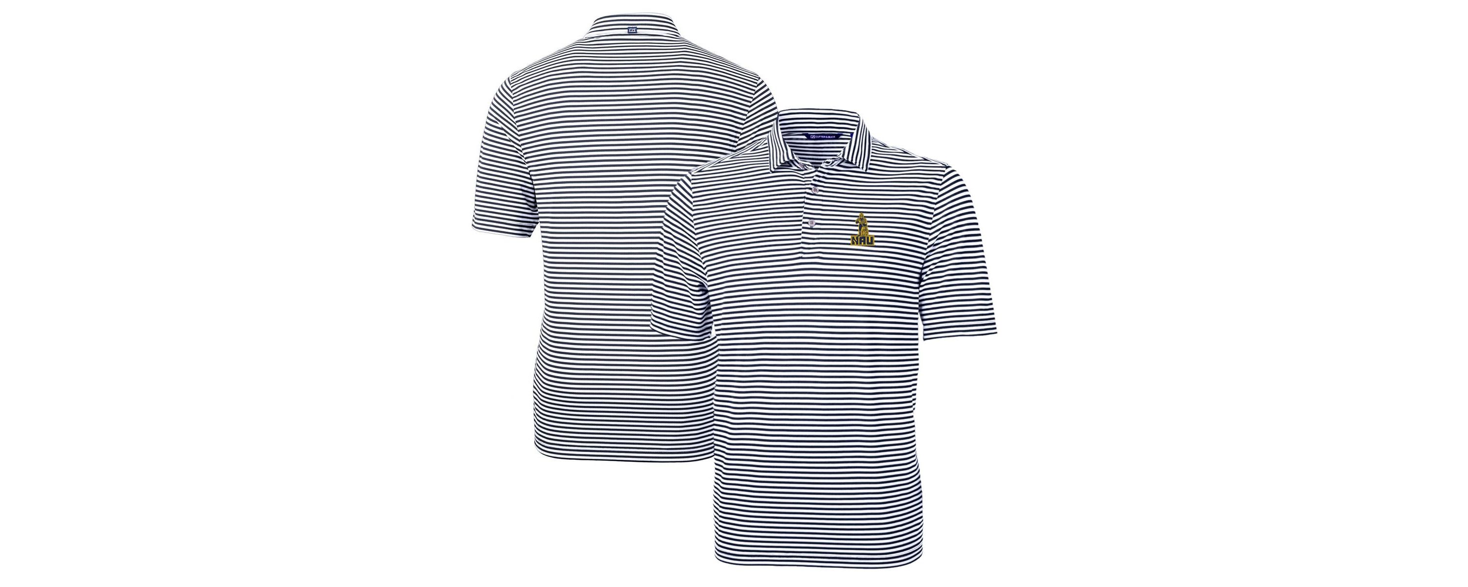 NCAA Northern Arizona Lumberjacks Big & Tall Team Logo Virtue Eco Pique Stripe Recycled Polo
