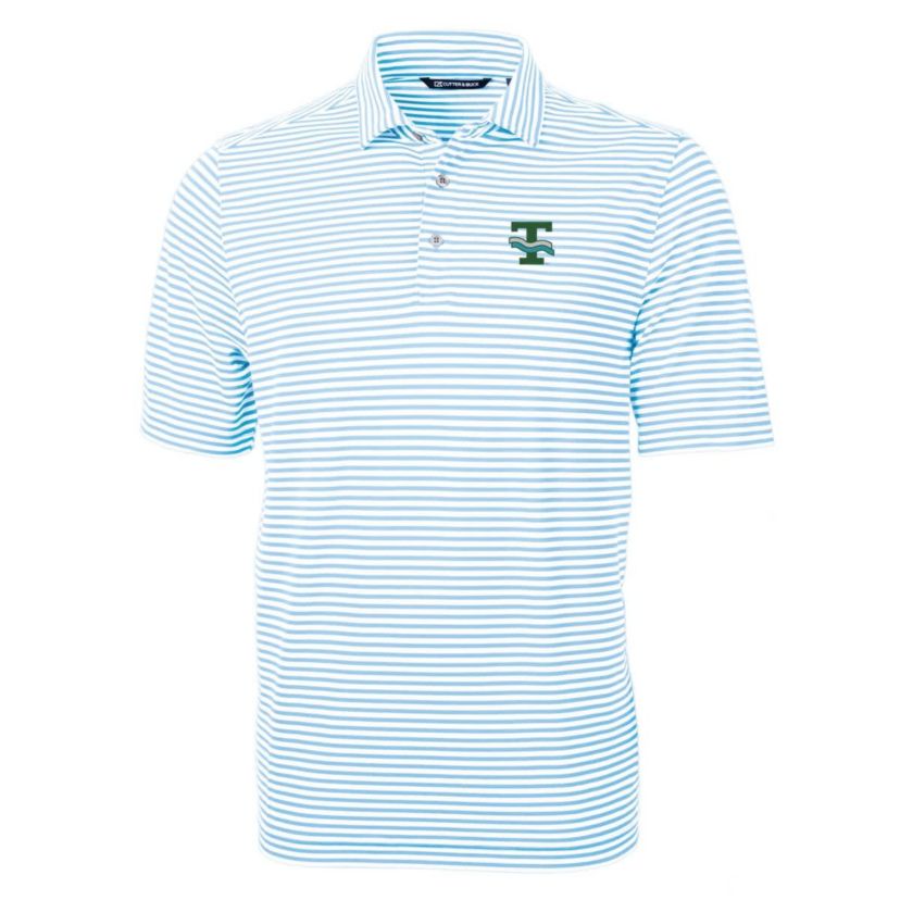 Tulane Green Wave NCAA Light Tulane Wave Big & Tall Team Logo Virtue Eco Pique Stripe Recycled Polo