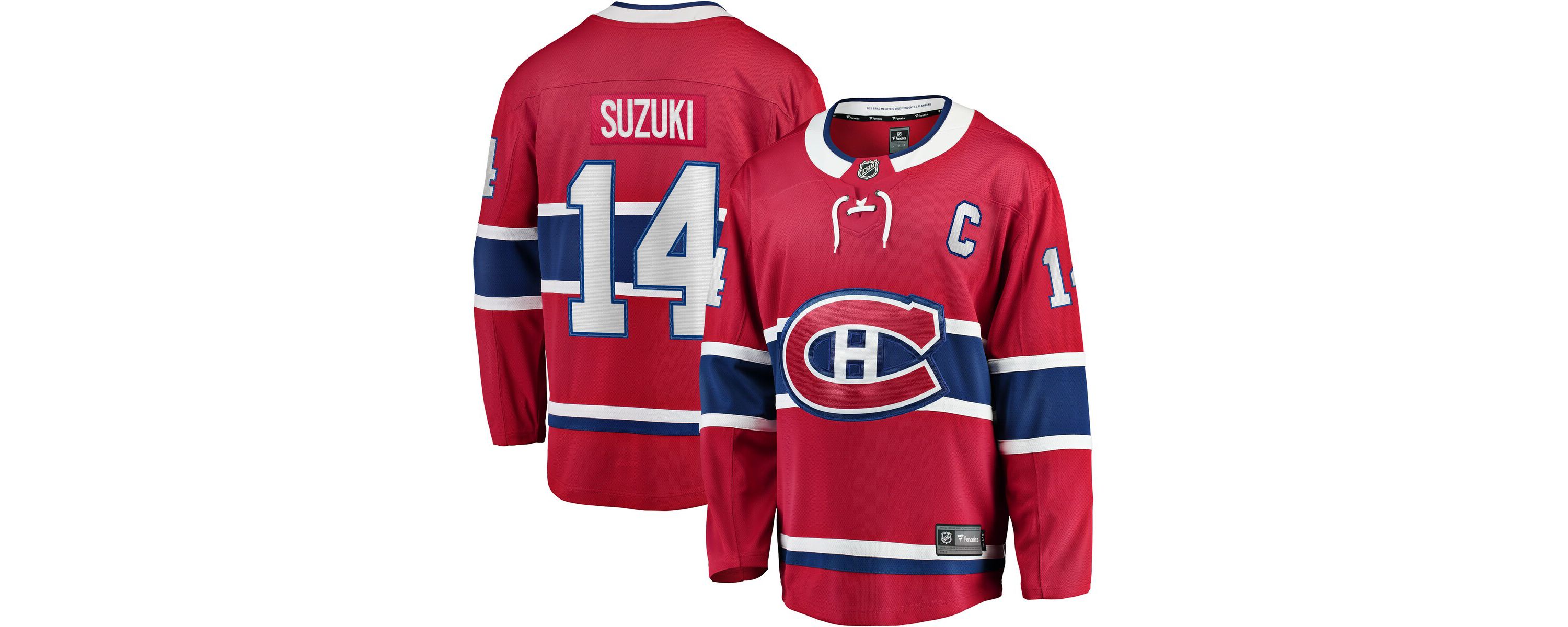 NHL Fanatics Nick Suzuki Montreal Canadiens Home Captain Patch Breakaway Player Jersey