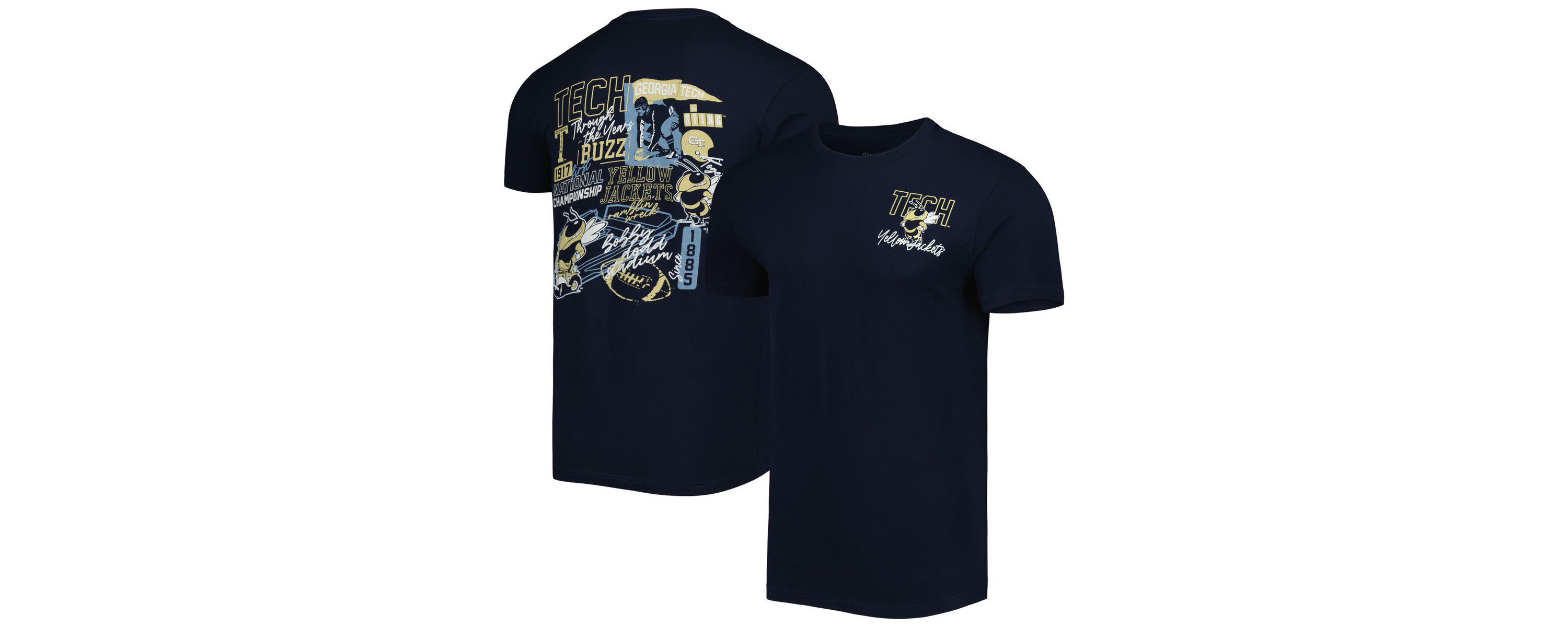 Georgia Tech Yellow Jackets NCAA Georgia Tech Jackets Vintage Through the Years Two-Hit T-Shirt