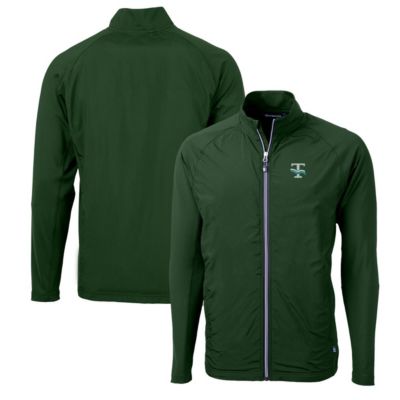 Cutter & Buck Men's Tulane Green Wave NCAA Tulane Wave Adapt Eco Knit Hybrid Recycled Full-Zip Logo Jacket