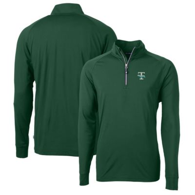 Cutter & Buck Men's Tulane Green Wave NCAA Tulane Wave Adapt Eco Knit Stretch Recycled Quarter-Zip Pullover Top