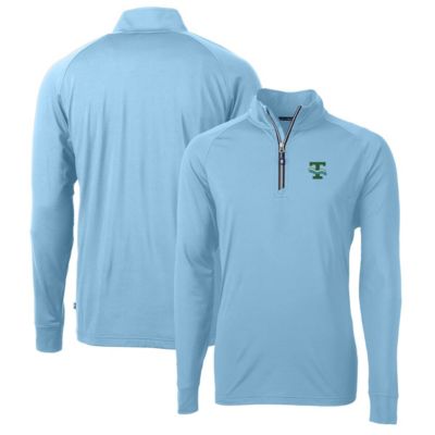 Cutter & Buck Men's Tulane Green Wave NCAA Light Tulane Wave Adapt Eco Knit Stretch Recycled Quarter-Zip Pullover Top