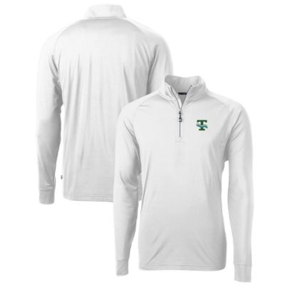 Cutter & Buck Men's Tulane Green Wave NCAA Tulane Wave Adapt Eco Knit Stretch Recycled Quarter-Zip Pullover Top