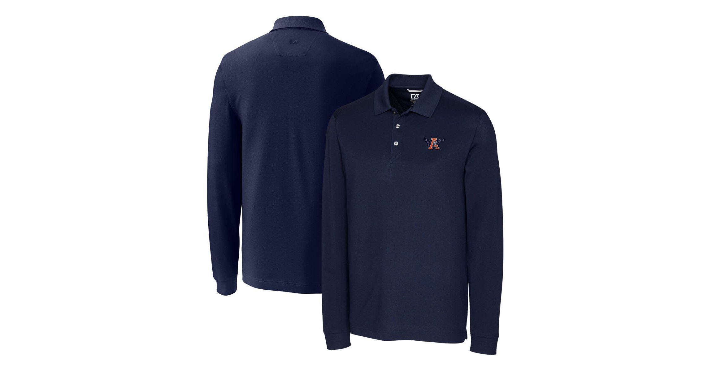 NCAA Auburn Tigers Advantage Tri-Blend Pique Long Sleeve Polo