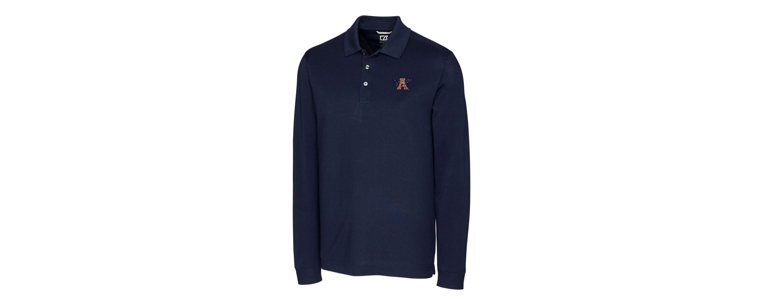 NCAA Auburn Tigers Advantage Tri-Blend Pique Long Sleeve Polo