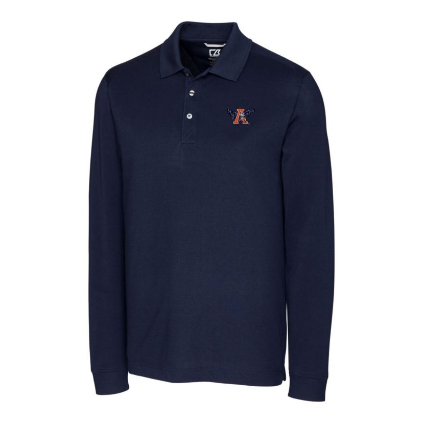 NCAA Auburn Tigers Advantage Tri-Blend Pique Long Sleeve Polo