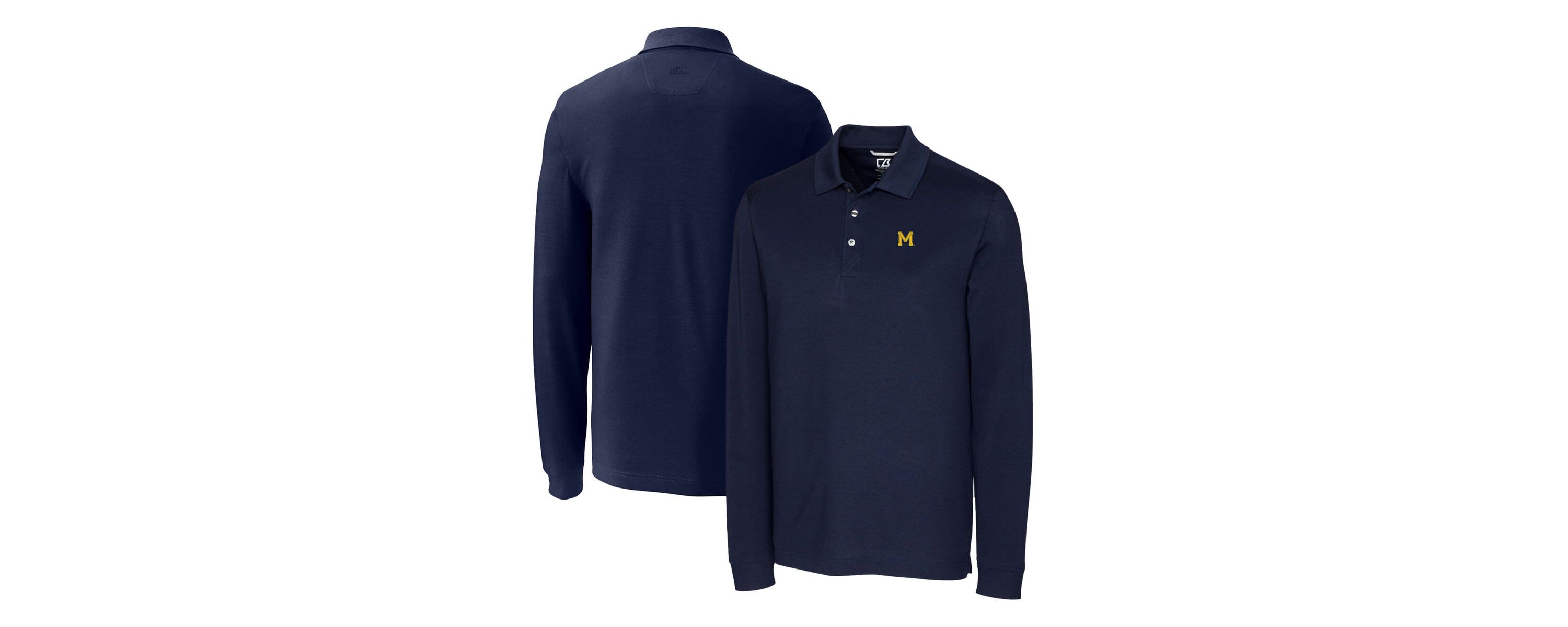 NCAA Michigan Wolverines Advantage Tri-Blend Pique Long Sleeve Polo