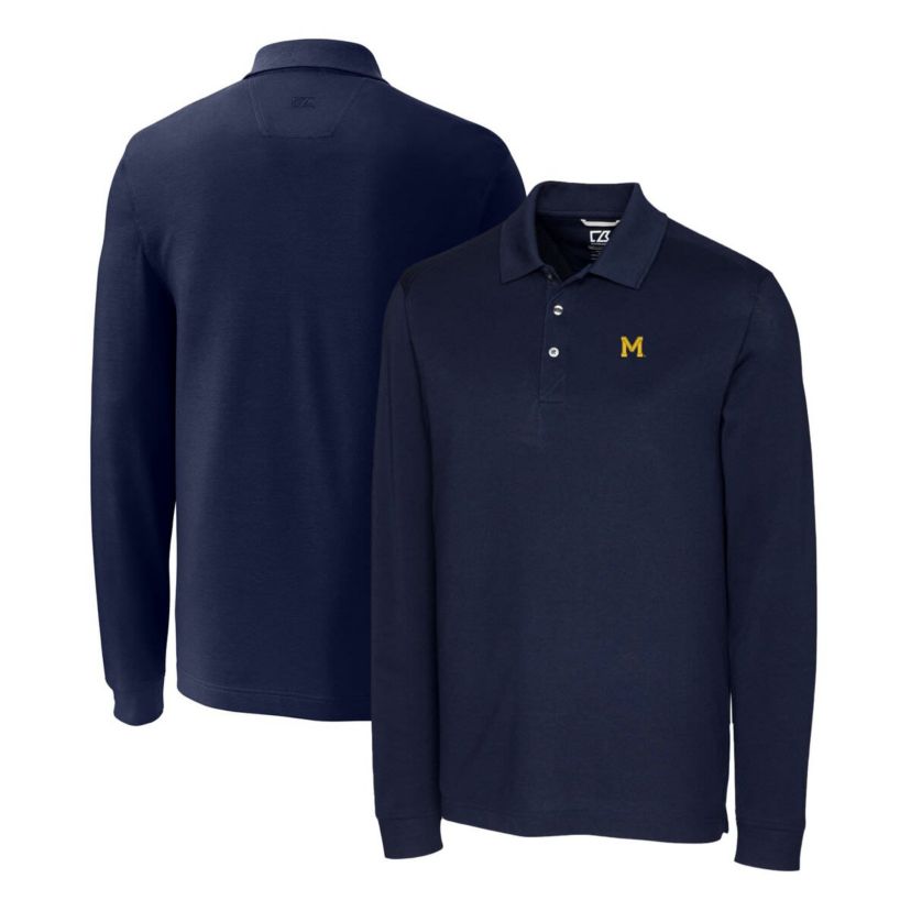 NCAA Michigan Wolverines Advantage Tri-Blend Pique Long Sleeve Polo