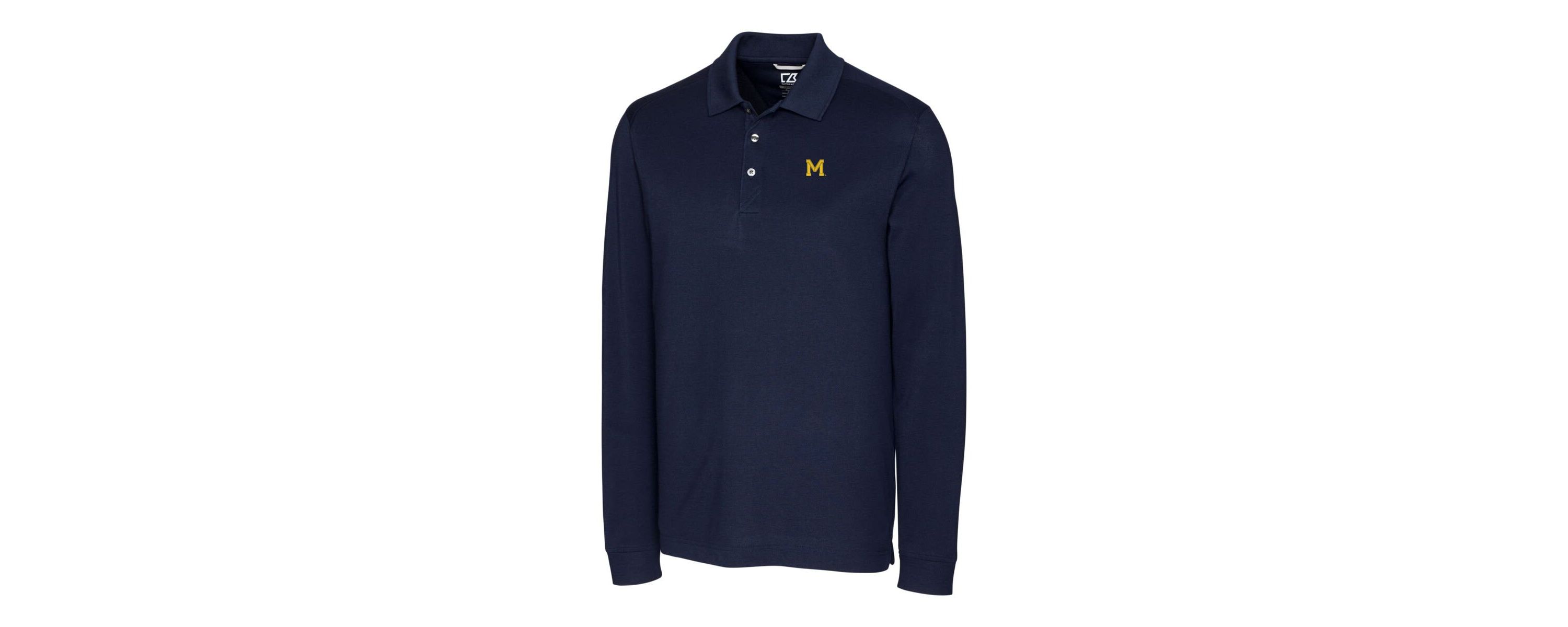 NCAA Michigan Wolverines Advantage Tri-Blend Pique Long Sleeve Polo